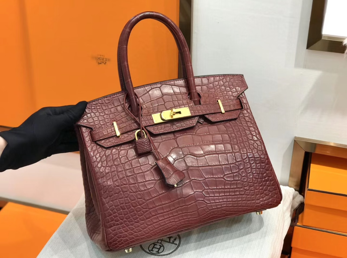 Birkin 25-30 Bordeaux Red Matte Alligator Leather Customization