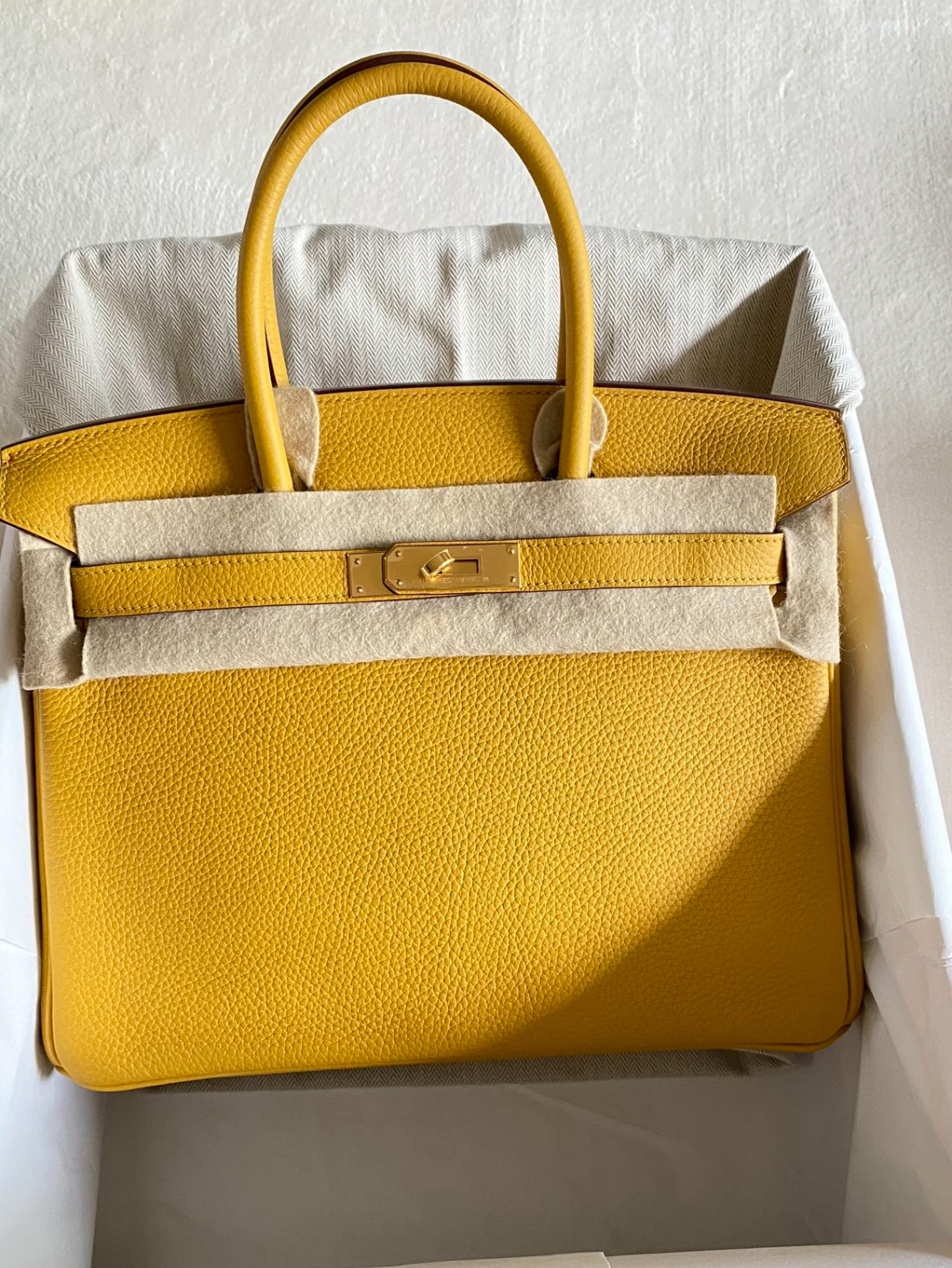 Birkin 25-30 amber yellow gold buckle TOGO custom