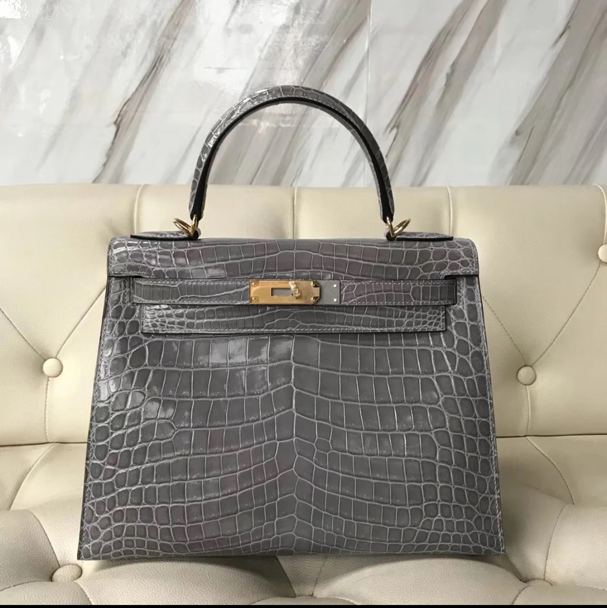 Kelly 25-28 Glacier Blue Crocodile Leather