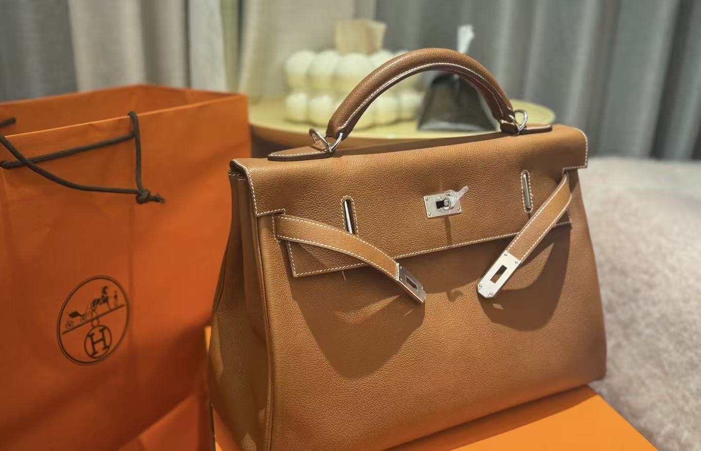 Kelly maxi 42 Brown TOGO Custom