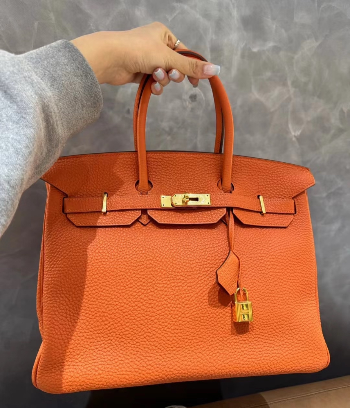 Birkin 25-40 Orange Gold Buckle Custom