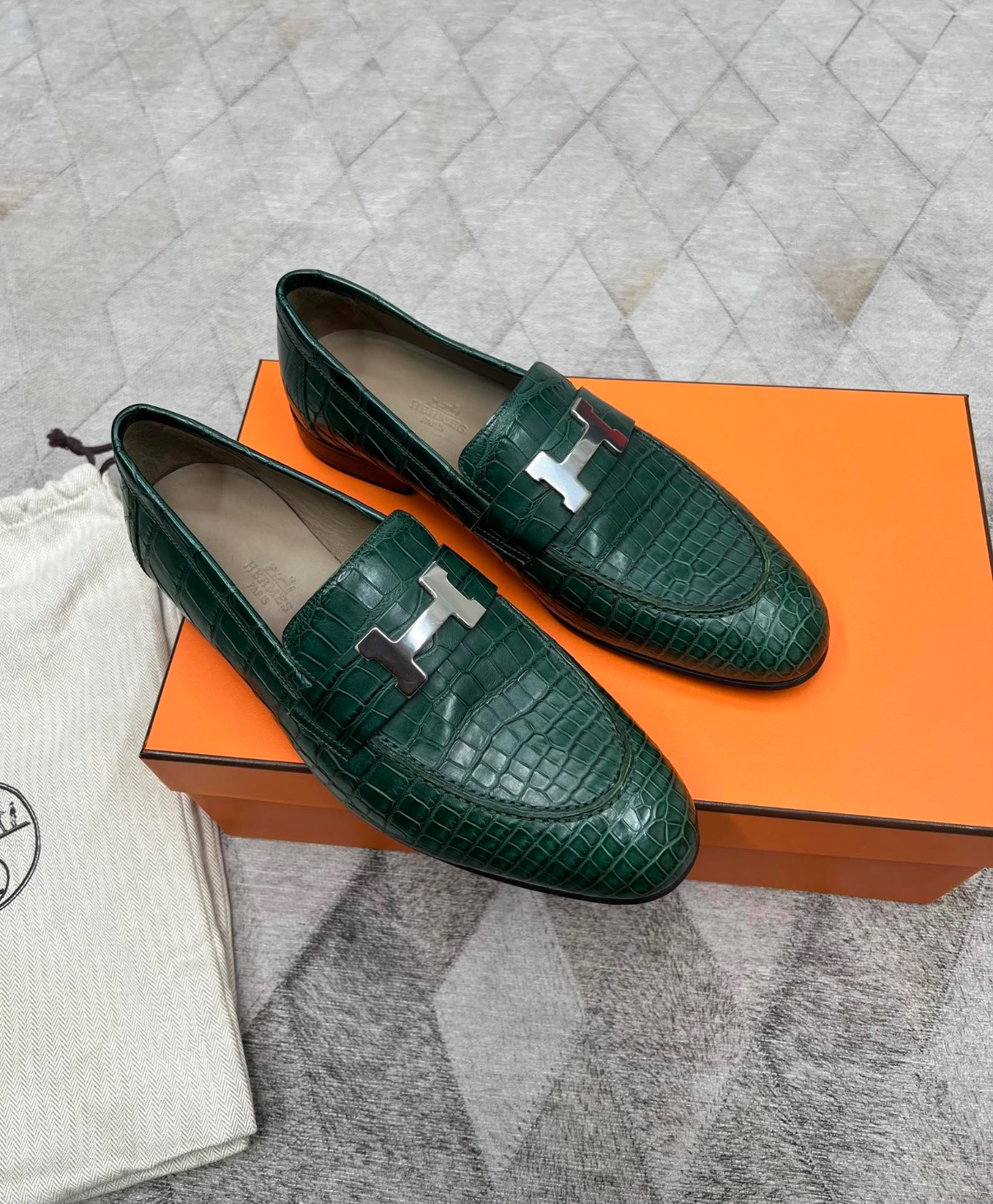 loafers emerald green crocodile leather custom