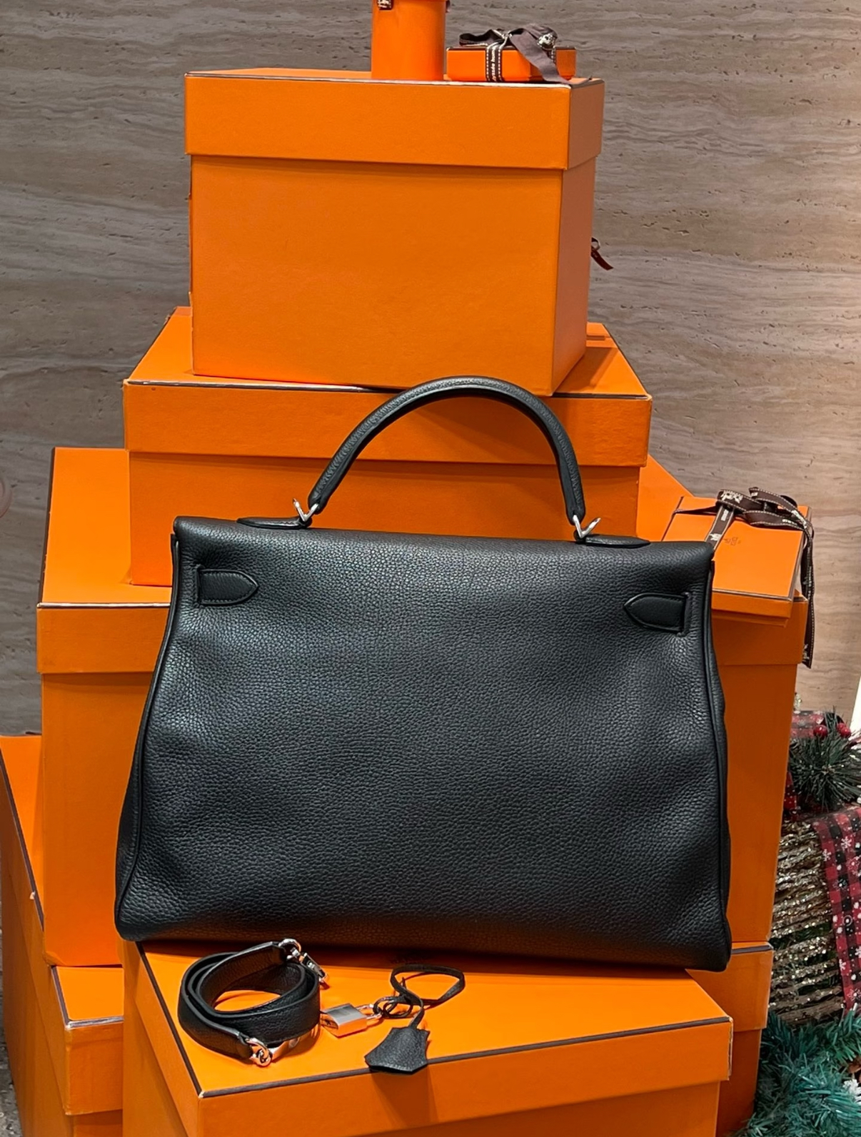 Kelly 40 black silver buckle TOGO leather custom