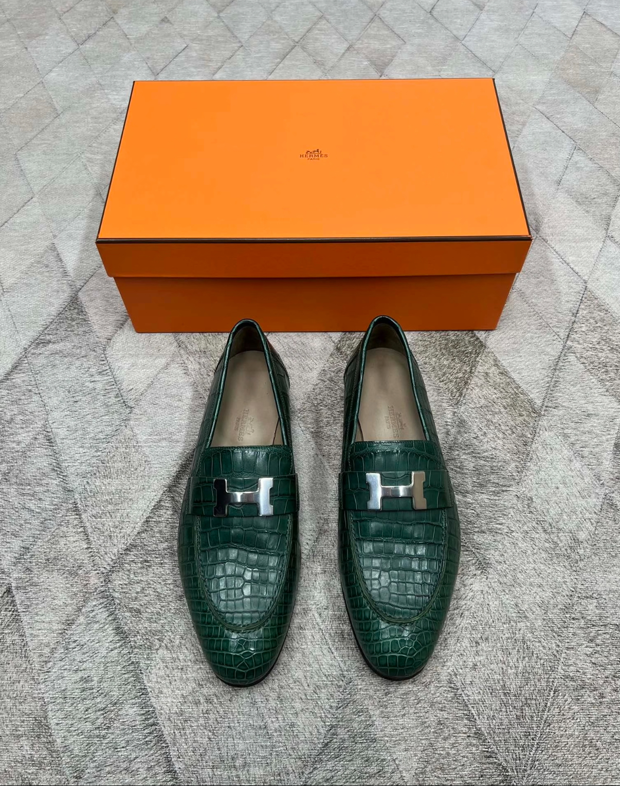 loafers emerald green crocodile leather custom