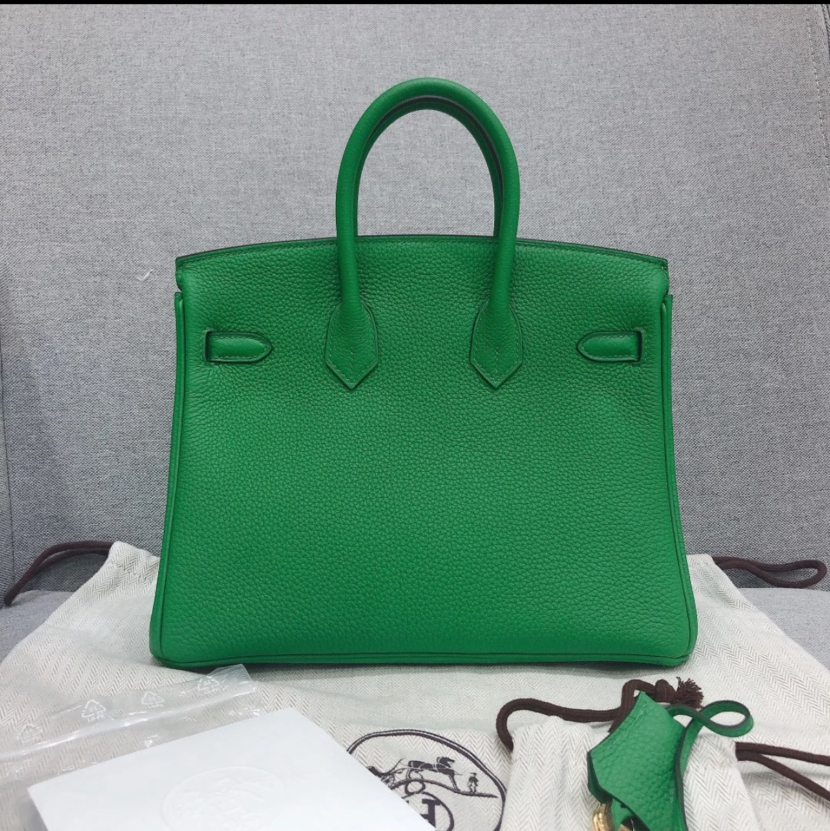 Birkin 25-35 Bamboo Green Gold Buckle Custom