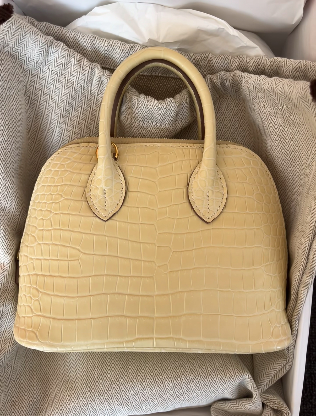 Bolide Mini 18CM Matte crocodile leather vanilla