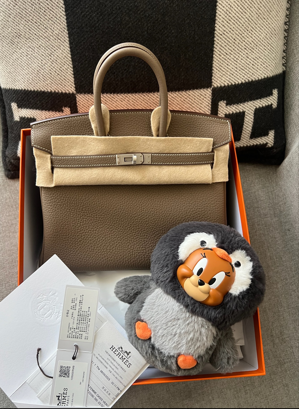 BirKin 25-35 Elephant Grey Silver Buckle Custom