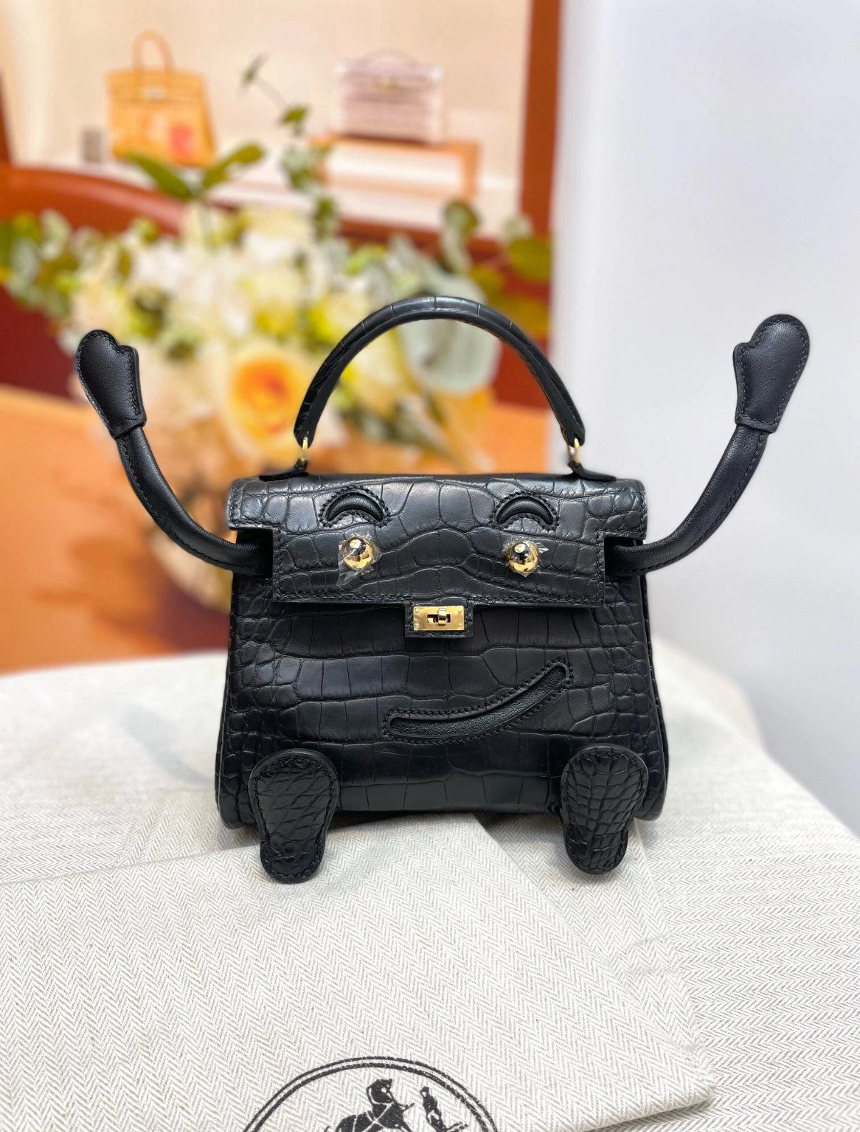 Kellly doll bag Gold buckle crocodile leather custom