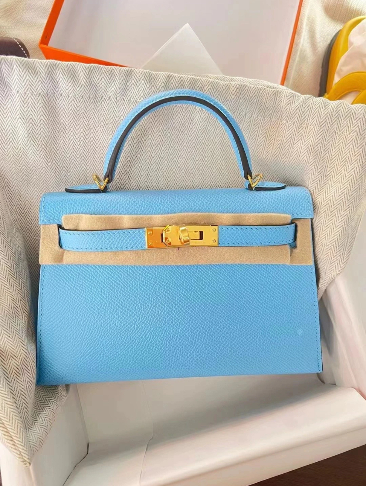 Kelly mini 2 Candy Blue Epsom Leather Custom
