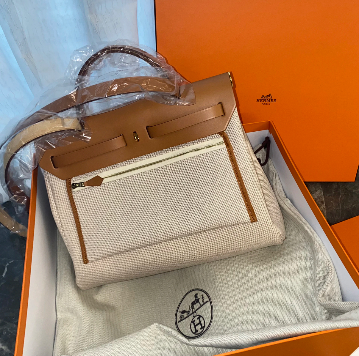 Hermès Herbag 31cm Red white