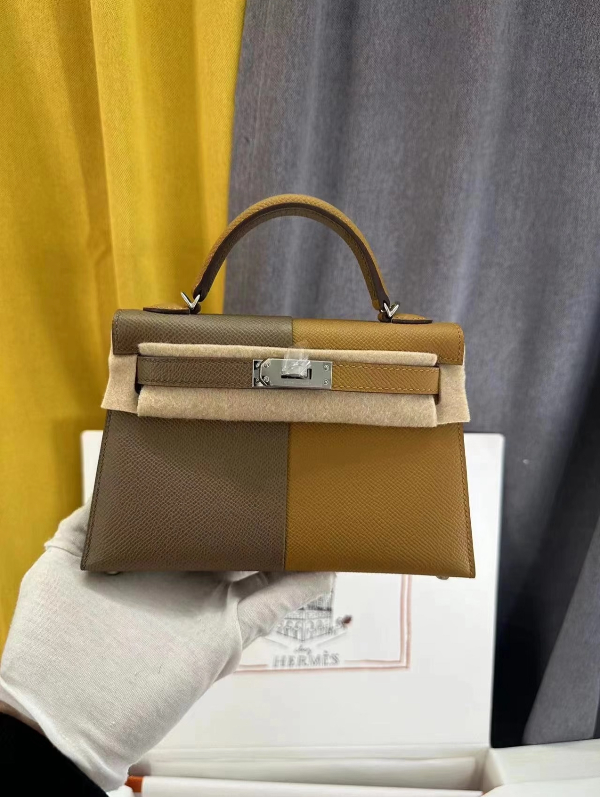 kelly mini 2 two-tone elephant gray + sesame custom