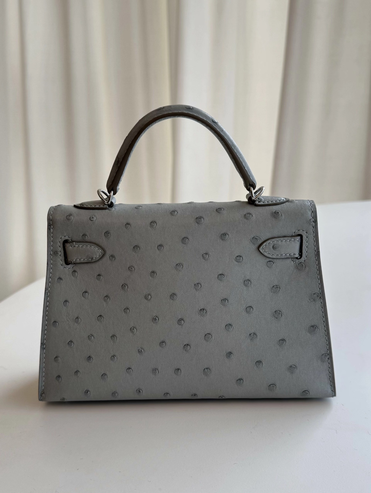 Kelly 28 Galaxy Grey Ostrich Leather Custom