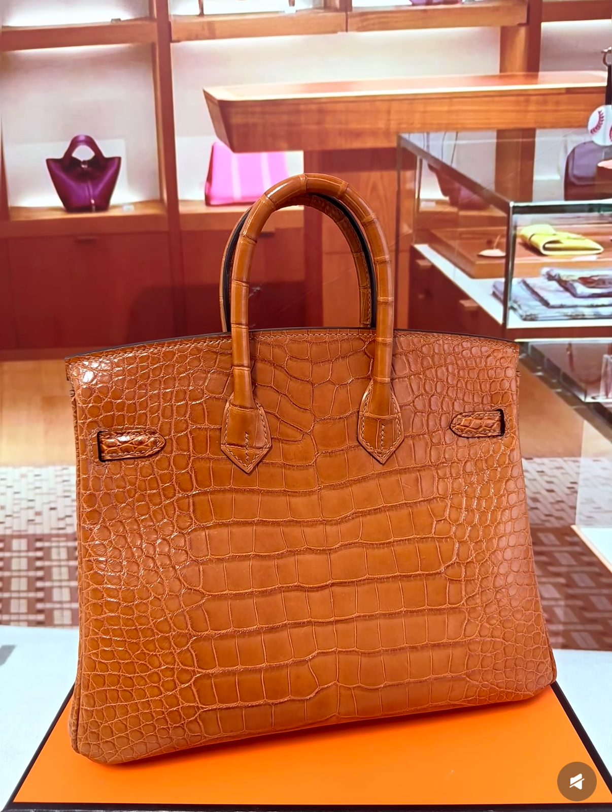 Birkin 25-35 gold-brown matte crocodile leather Custom