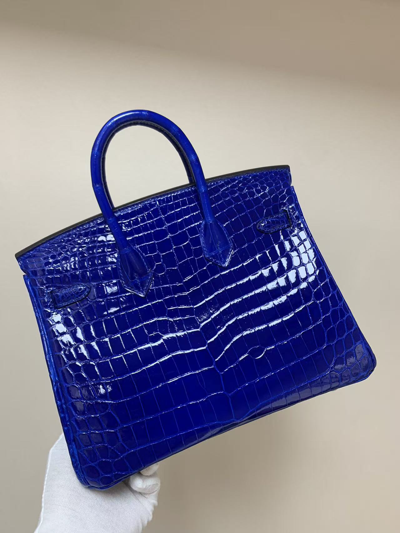 Birkin 25-35 sapphire blue crocodile leather Custom