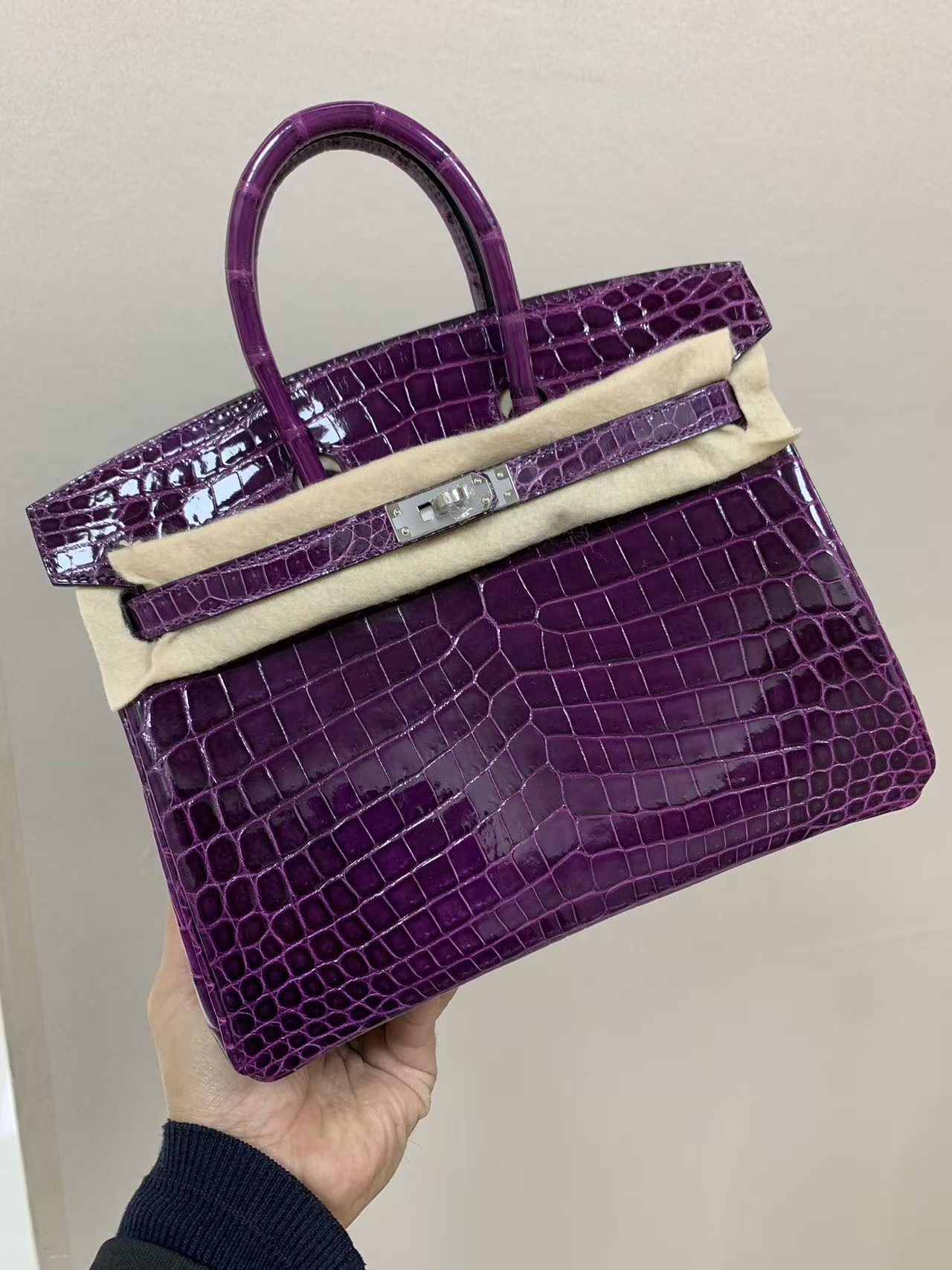 Birkin 25-35 Purple Silver Buckle crocodile leather Custom