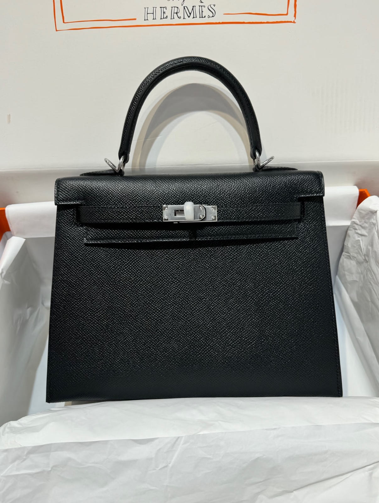 Kelly 25-35 Black Silver Buckle EPOM Leather Custom