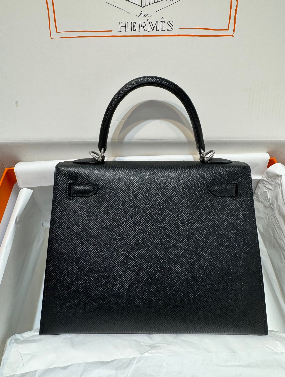 Kelly 25-35 Black Silver Buckle EPOM Leather Custom