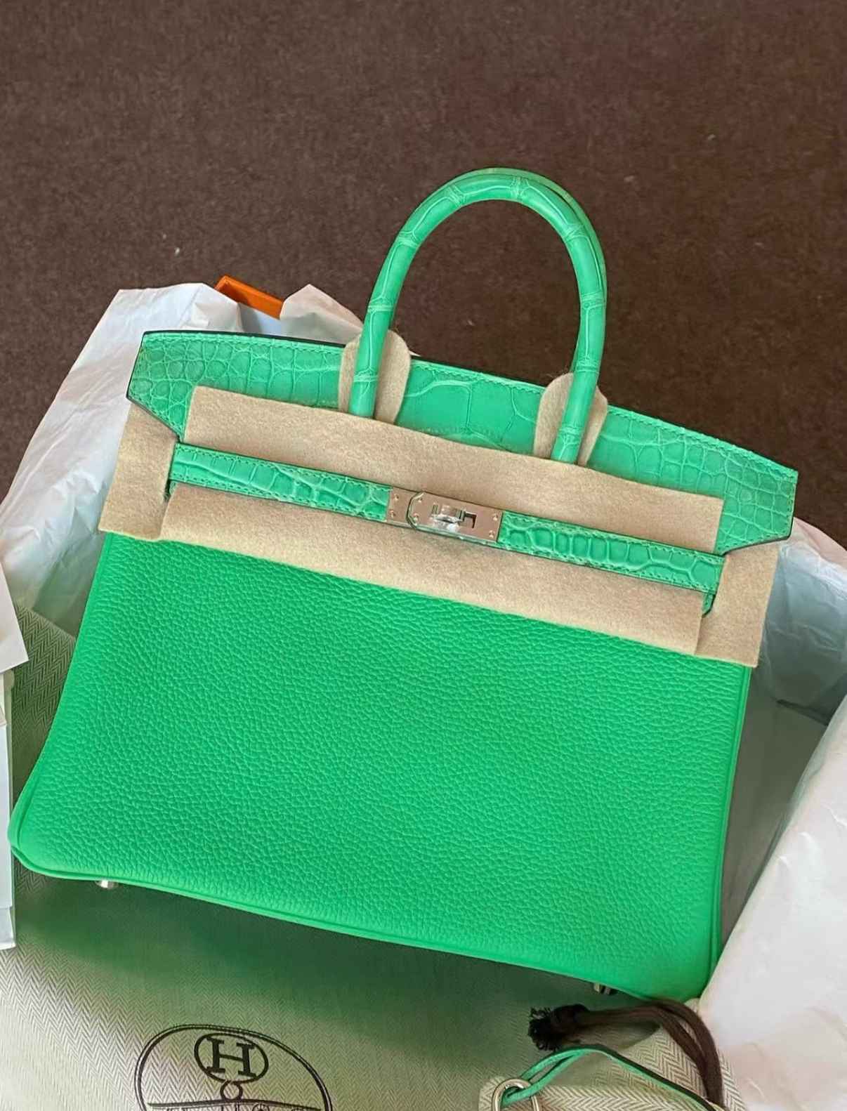 Birkin Vert Comics TOGO Patchwork Crocodile Leather Custom