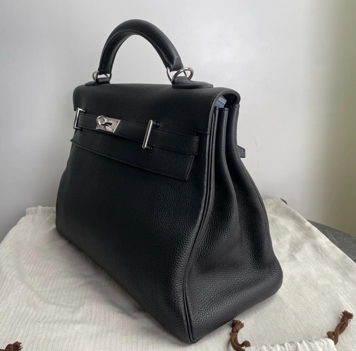 Kelly 42 Black Silver Buckle TOGO Leather Custom