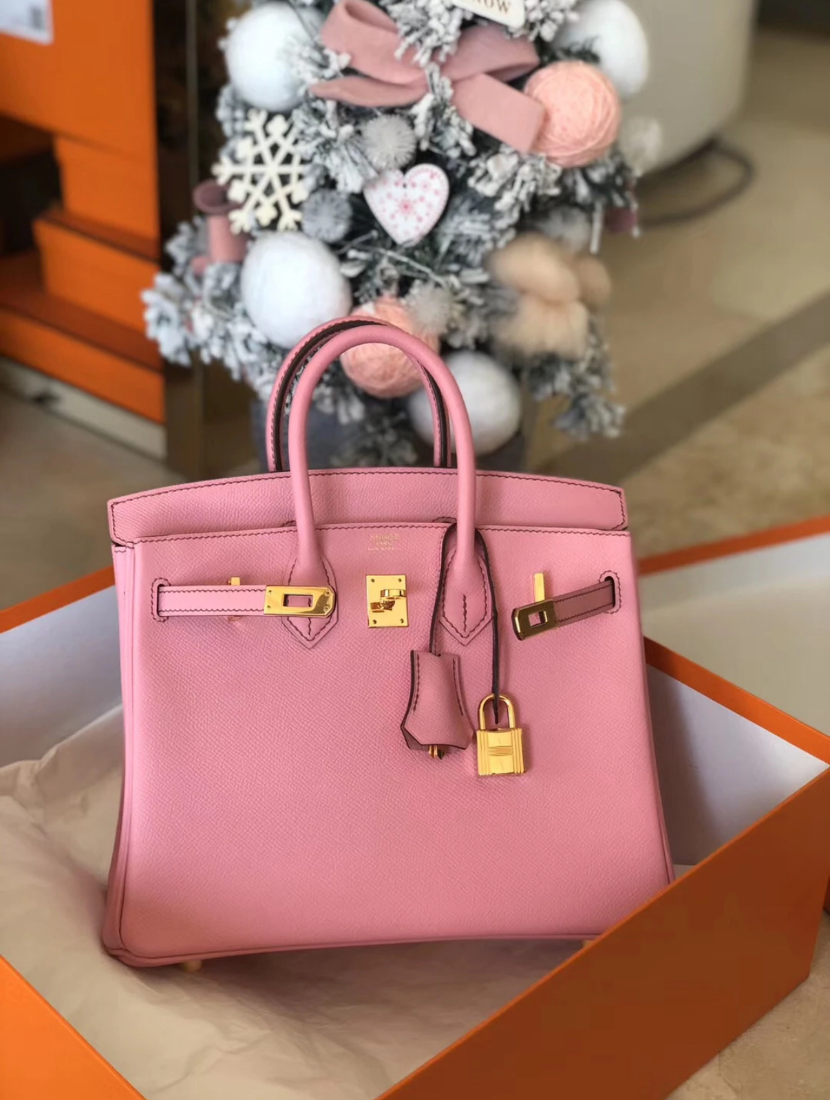 Birkin Milkshake Powder 25-35 TOGO Leather Gold Buckle Christmas Special Offer