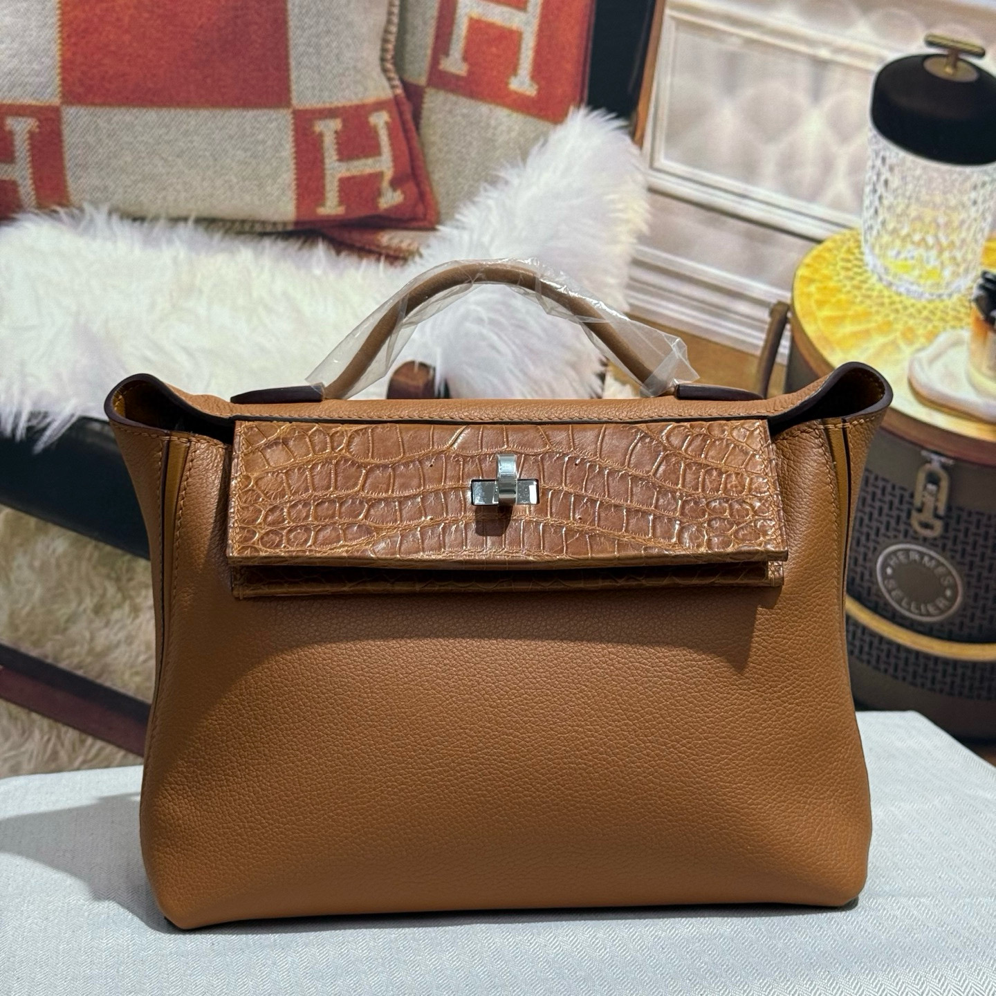 Crocodile leather patchwork cowhide 2424