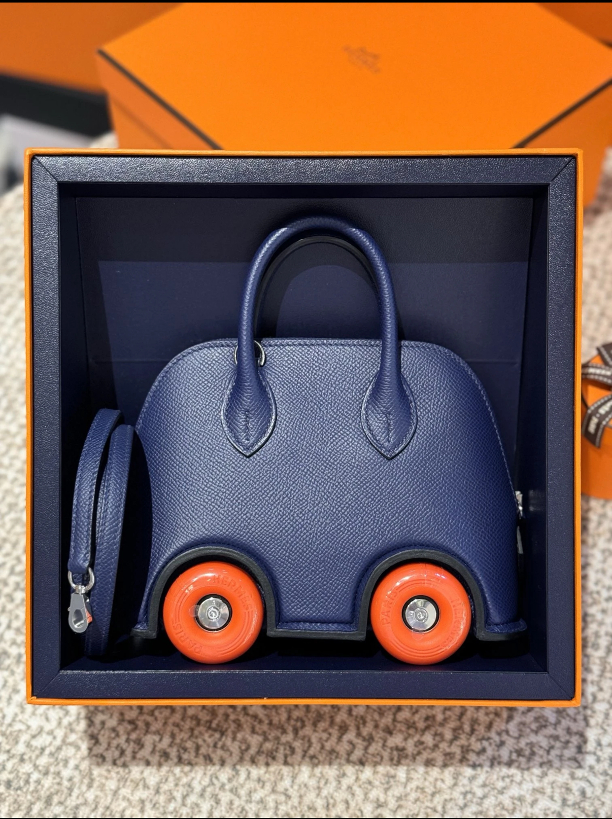 mini bowlide dark blue wheel bag custom