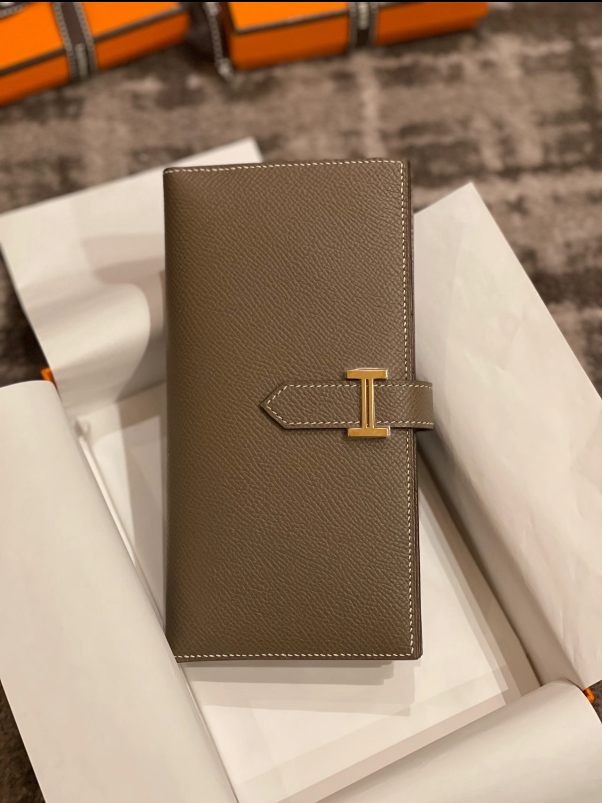 Bearn long wallet etoupe