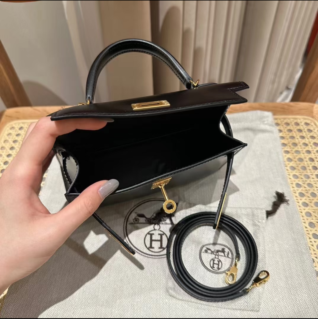 Kelly Mini 19 box leather bag gold hardware custom