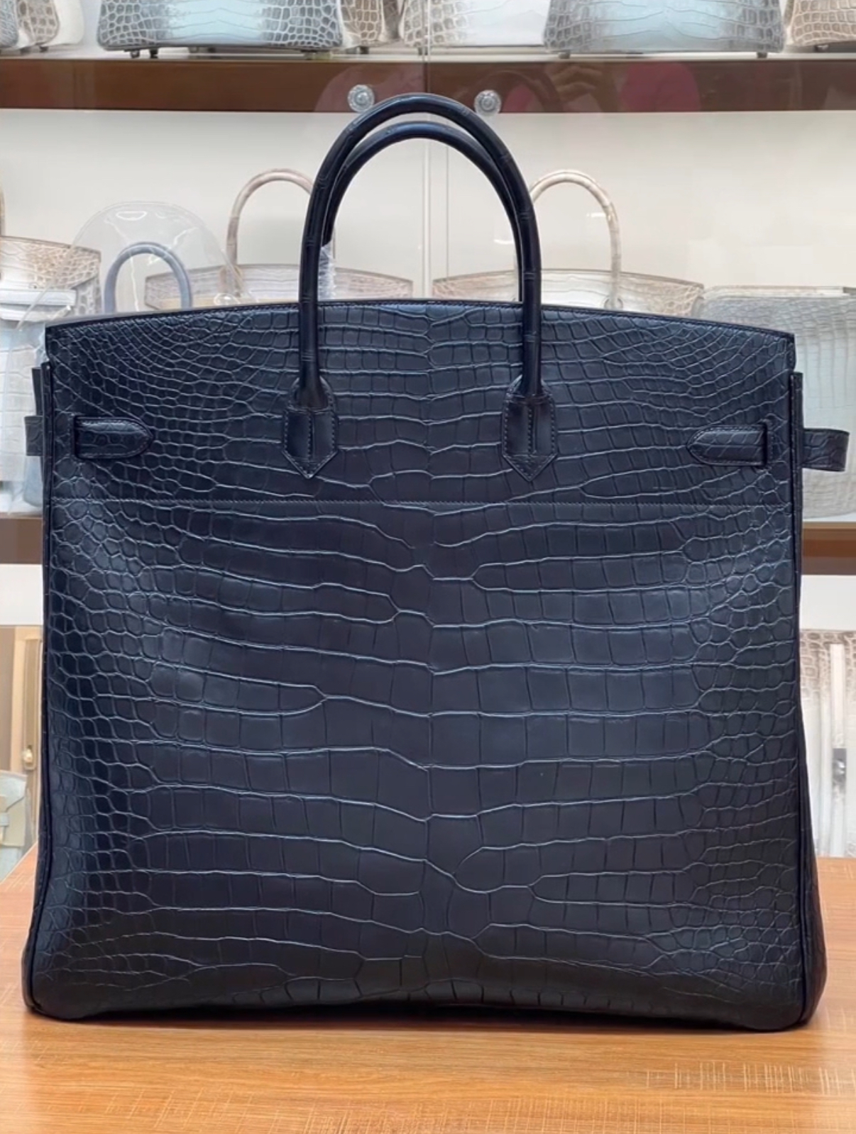 Hac 40-50 Black matte crocodile leather custom