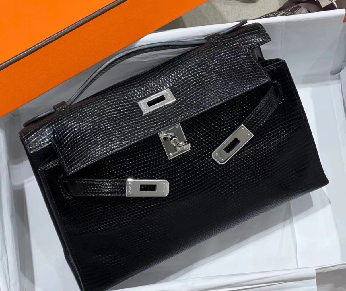 Kelly Mini 1 black lizard leather custom