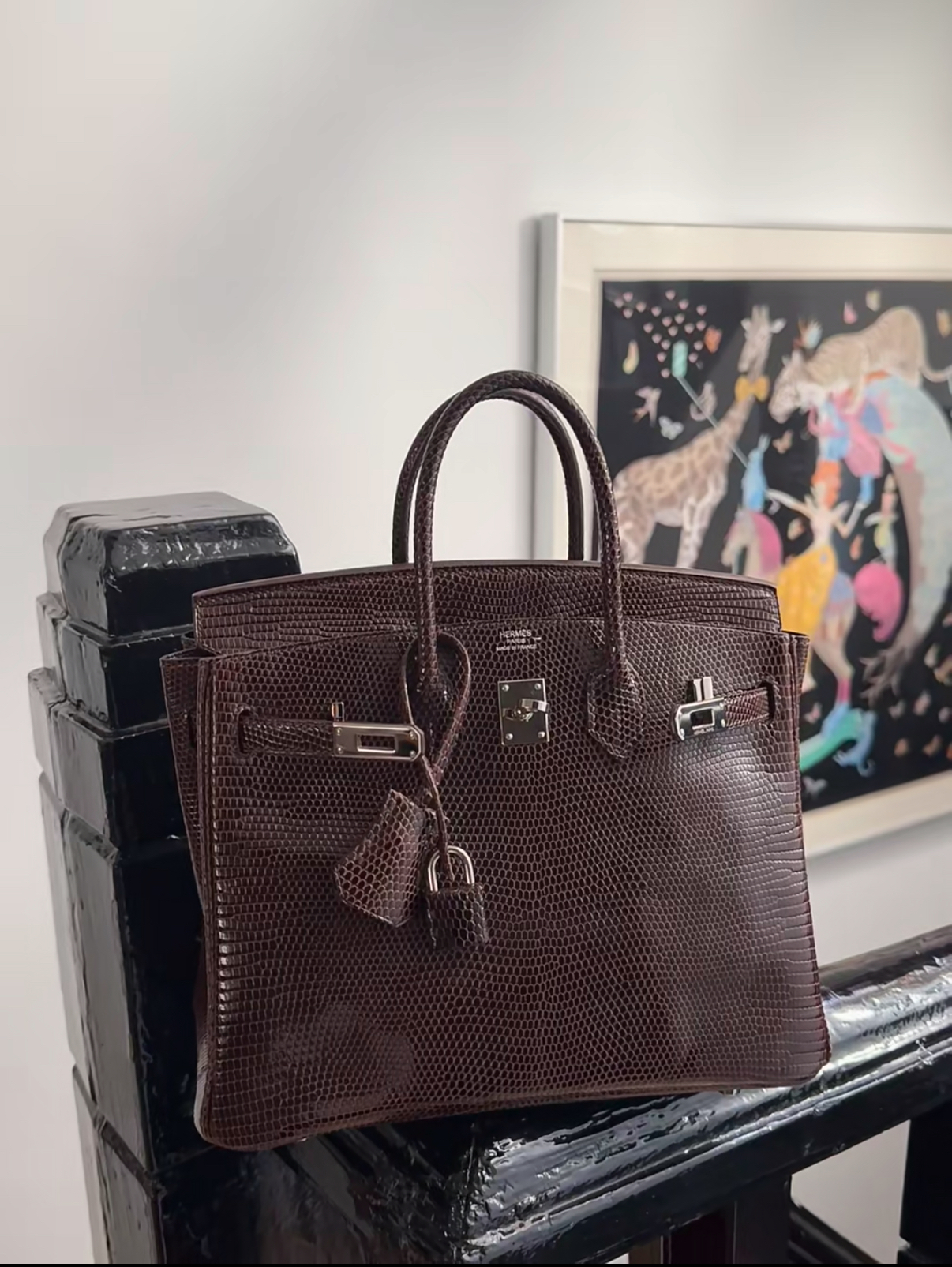 Birkin 25-35 brown lizard leather custom