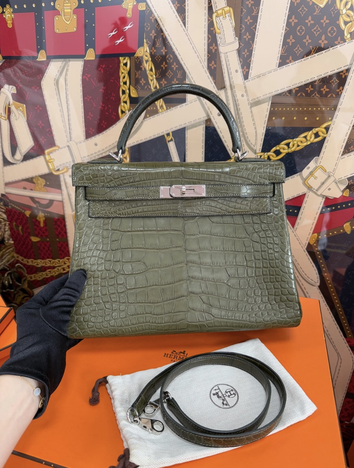 Kelly 28-32 Olive Green Silver Buckle Custom