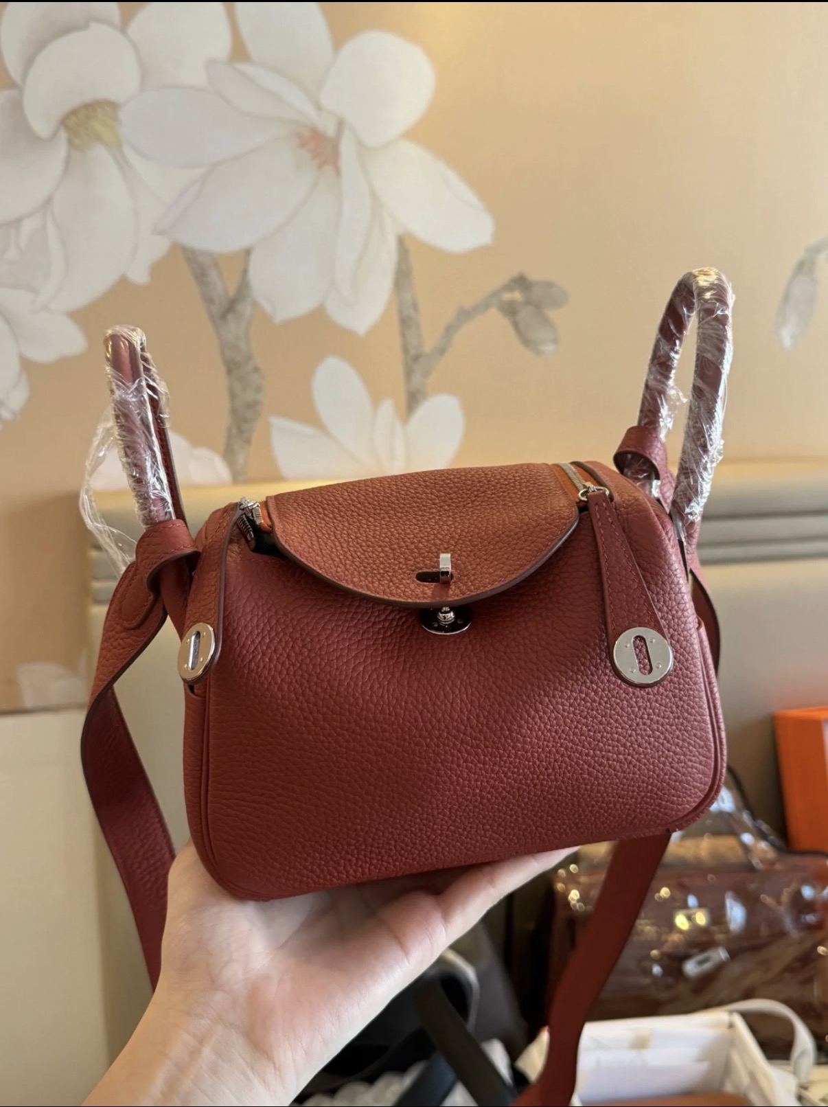 Lindy mini brick red silver hardware custom