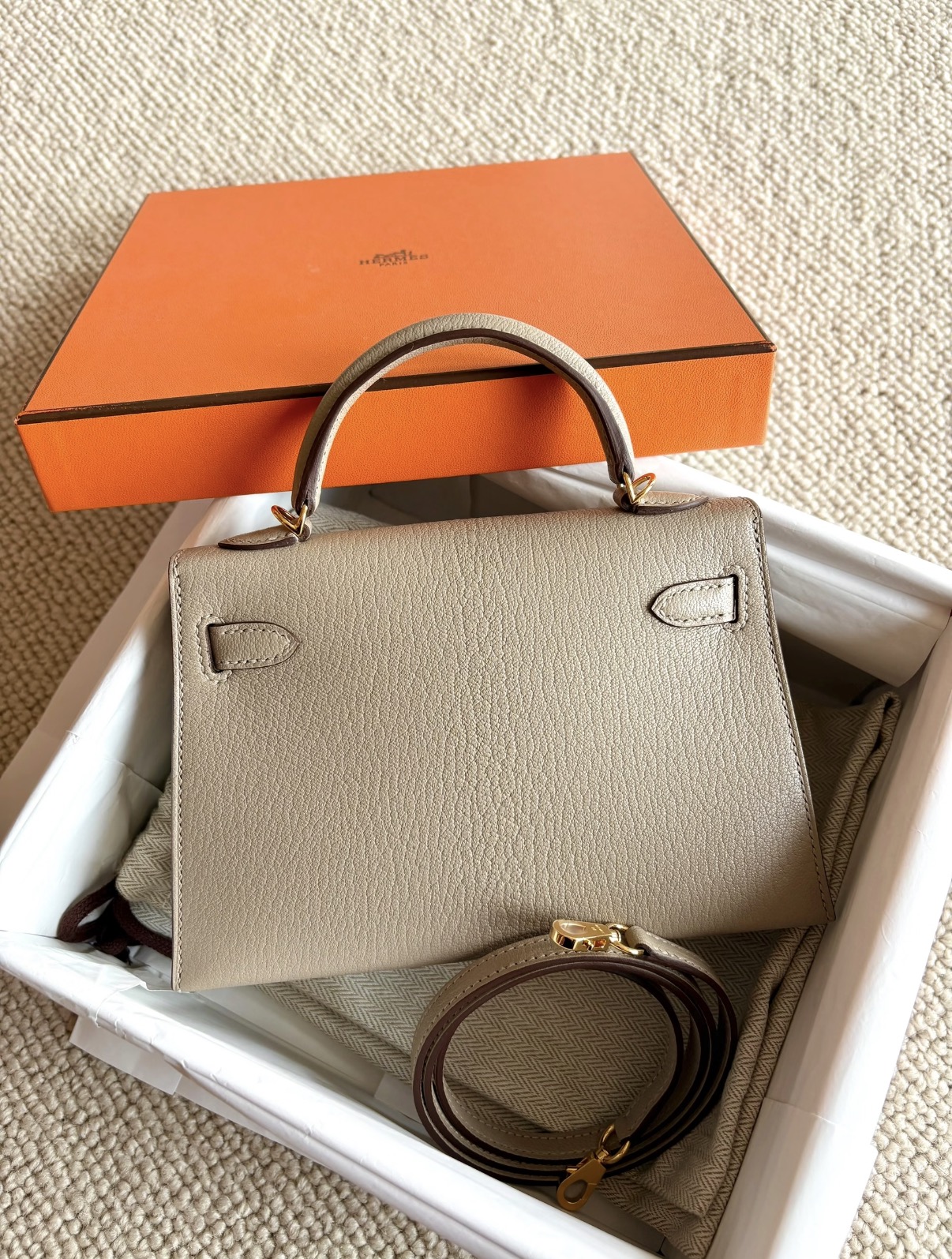 Kelly mini dove grey gold hardware custom