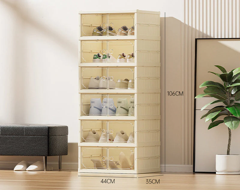 9 Tiers-18 Pairs Shoe Box Foldable Shoe Storage Organizer Shoe Rack with Doors