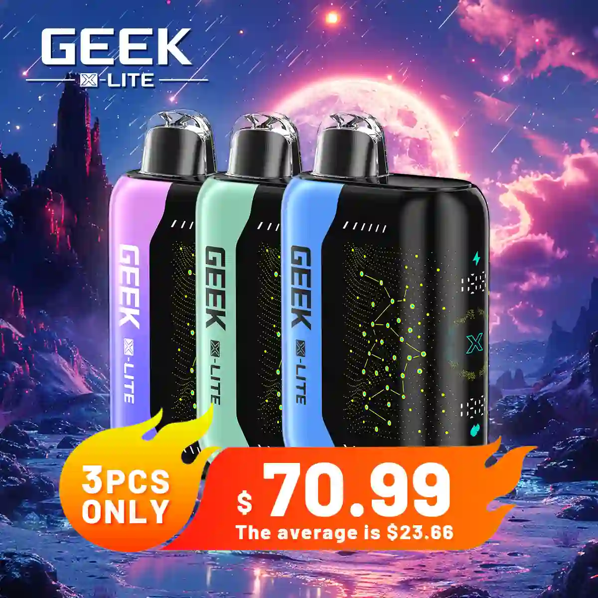 3PCS Geek X-Lite 50K Puffs Disposable Vape