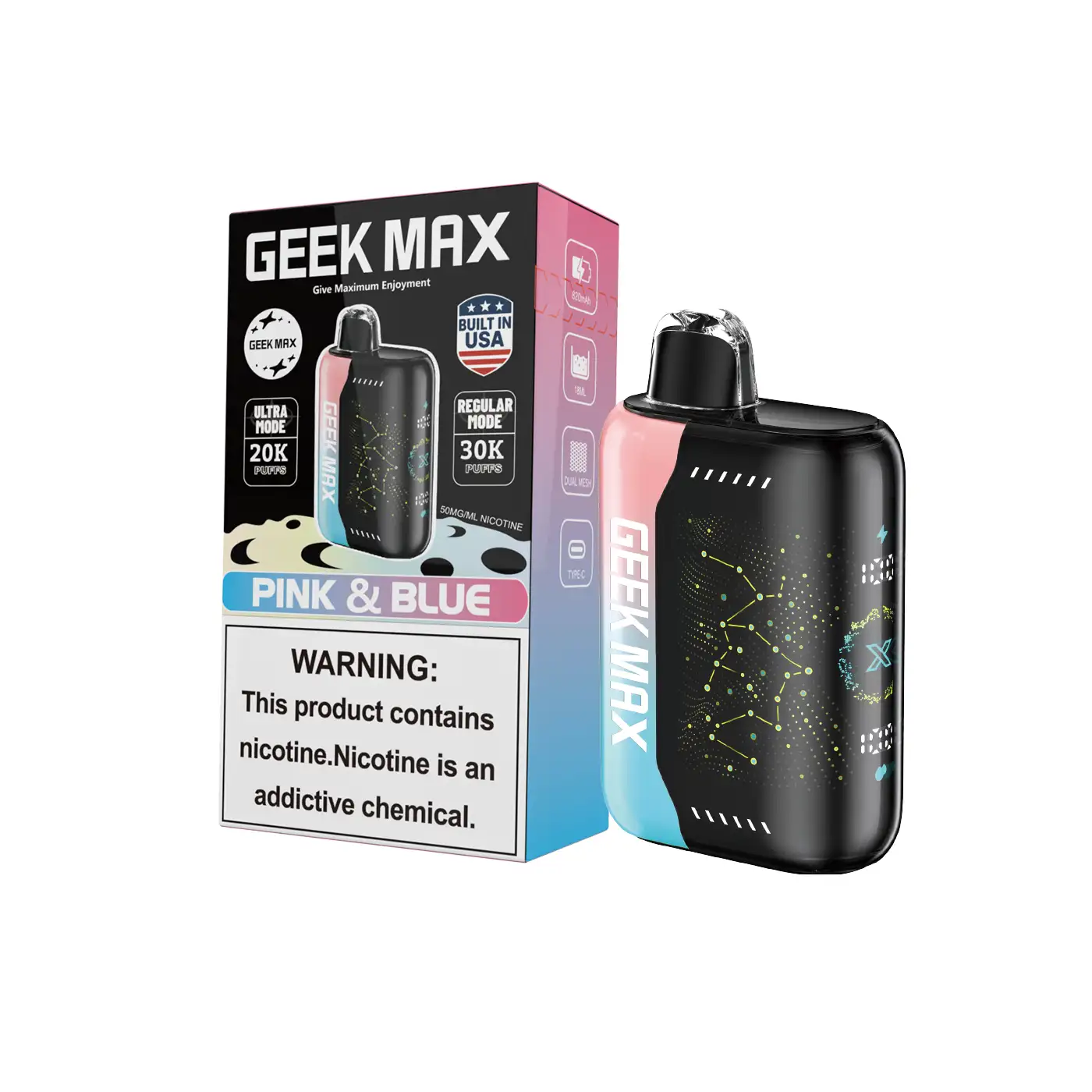 Pink & Blue | Geek Max 30000 Puffs Disposable Vape - Geek Max Vape