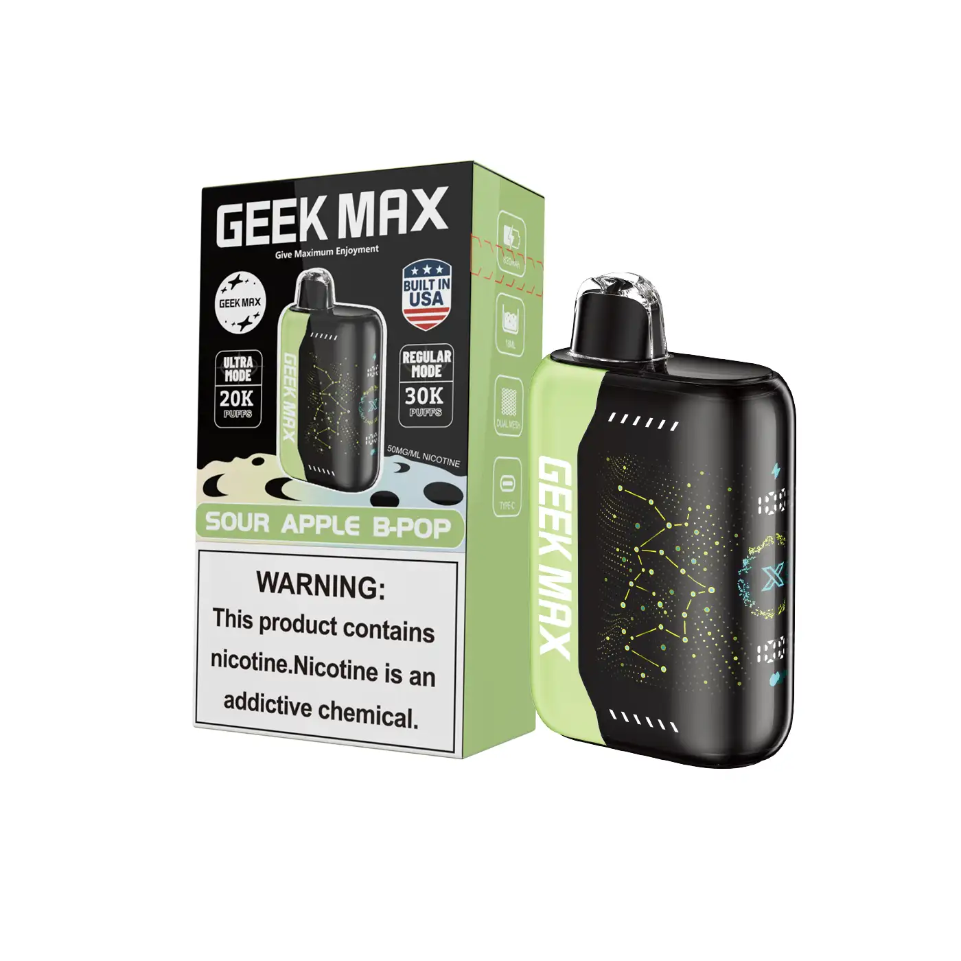 Sour Apple B-Pop | Geek Max 30000 Puffs Disposable Vape - Geek Max Vape