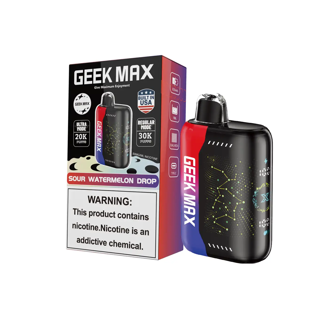 Sour Watermelon Drop | Geek Max 30000 Puffs Disposable Vape - Geek Max Vape