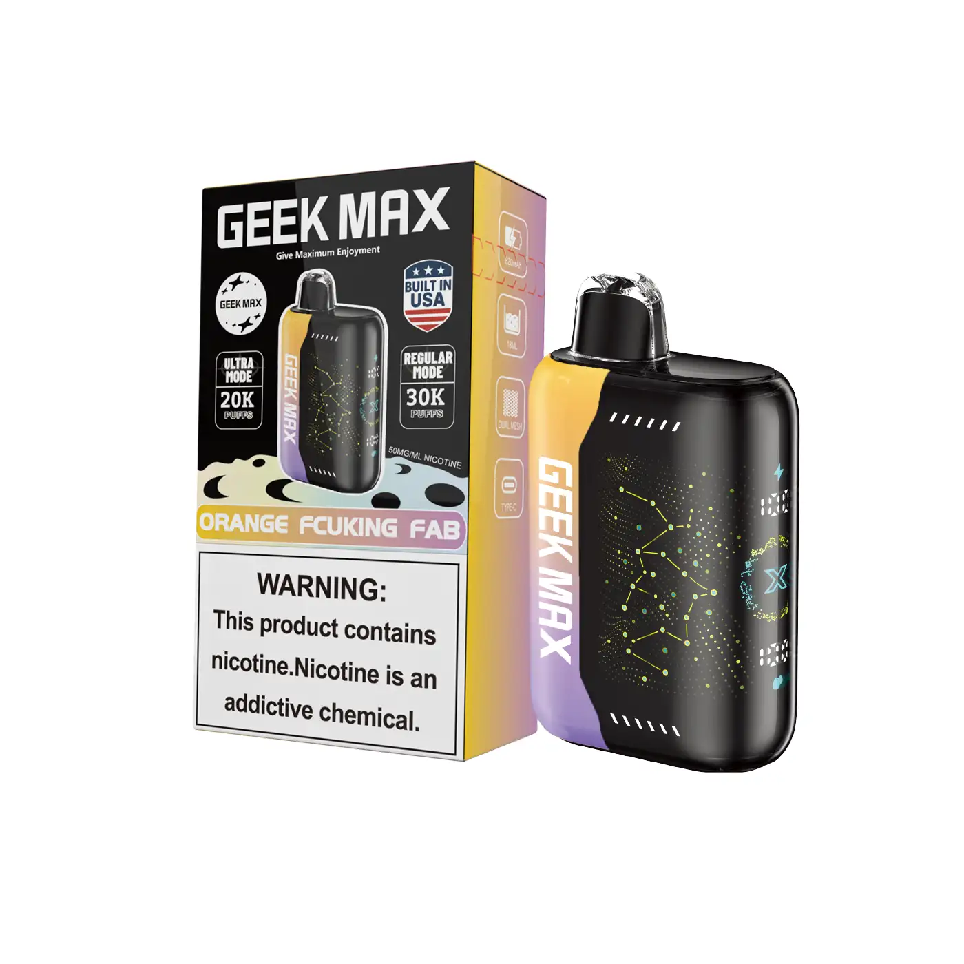 Orange Fcuking Fab | Geek Max 30000 Puffs Disposable Vape - Geek Max Vape