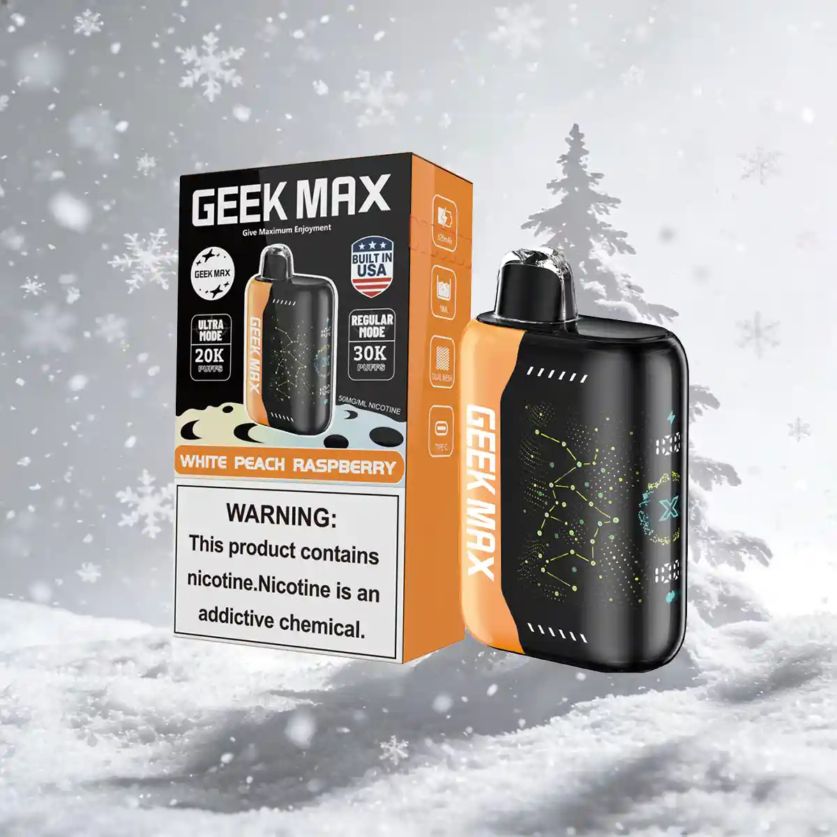 White Peach Raspberry | Geek Max 30000 Puffs Disposable Vape - Geek Max Vape