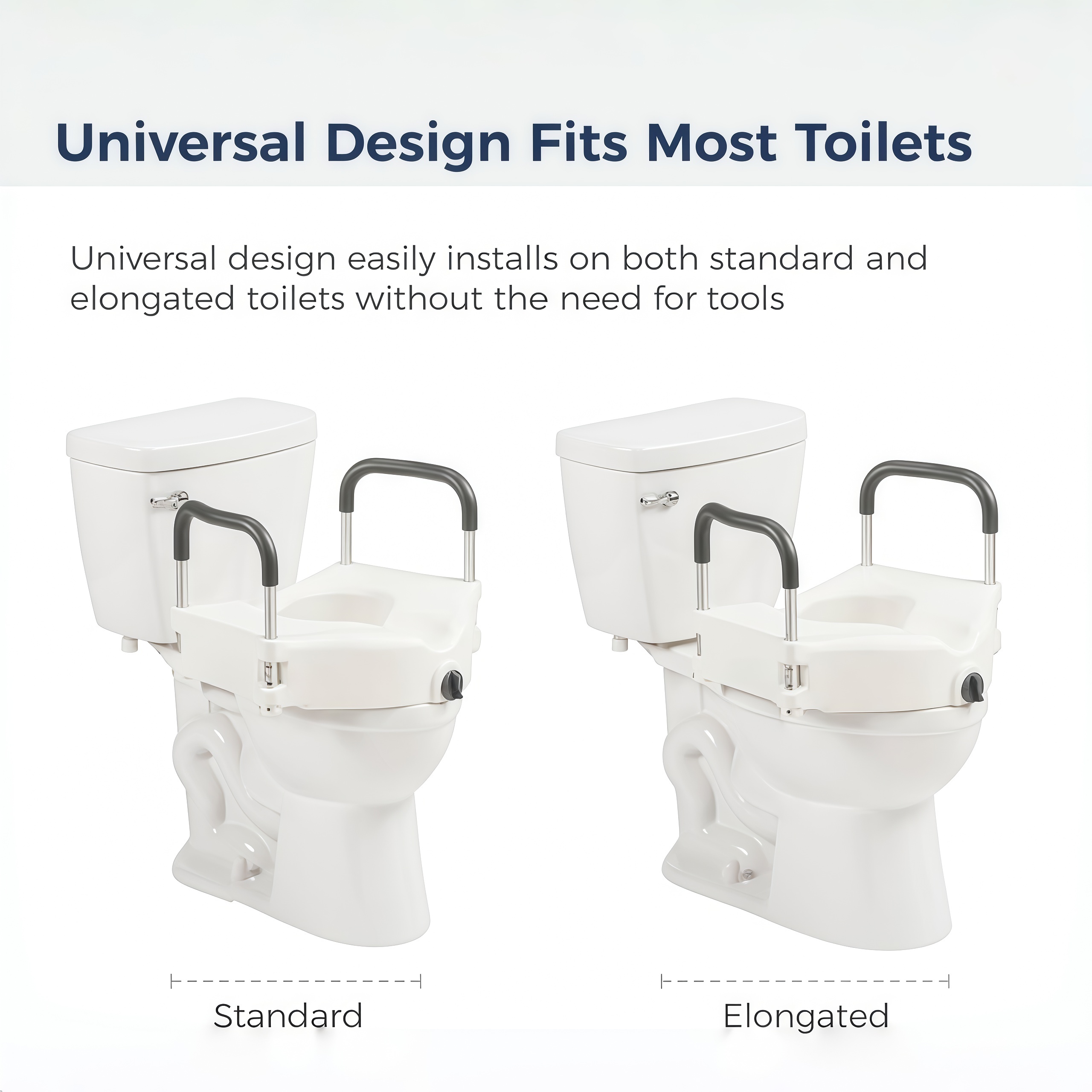 Drive Medical RTL12027RA 2-in-1 Raised Toilet Seat with Removable Padded Arms, Standard Seat
