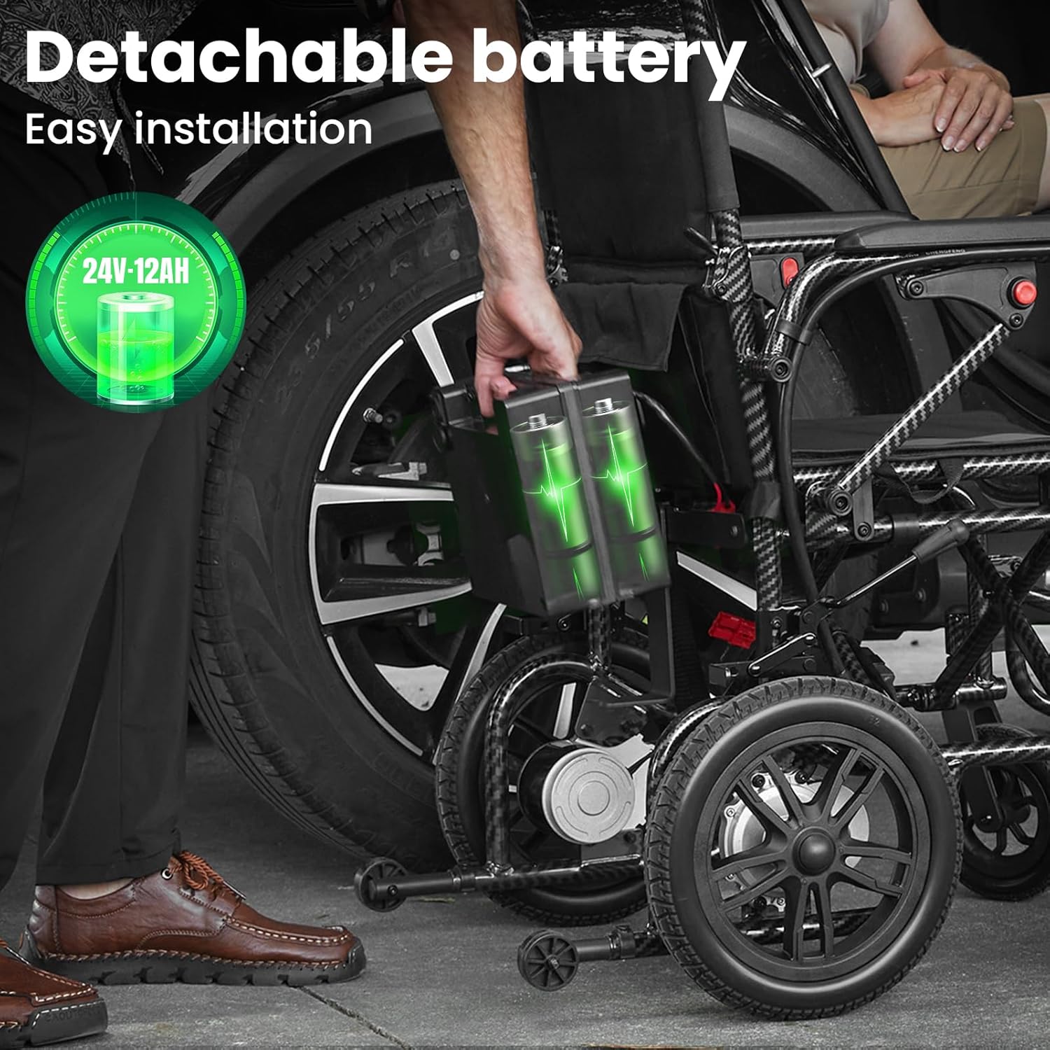 lectric Wheelchair for Adults Support 286lbs,Foldable Motorized Wheelchair,15+ Miles Long Travel Range,360° Joystick Control Lightweight Wheelchair 360W Dual Motor for Home, Outdoors (Black)