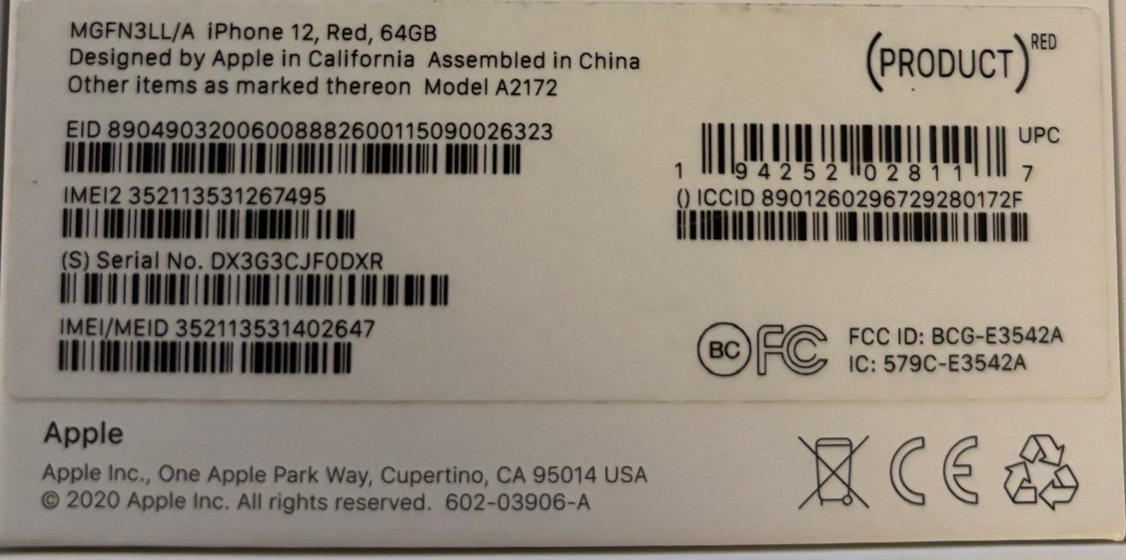 Apple iPhone 12 64GB in Red (Unlocked) 8R76