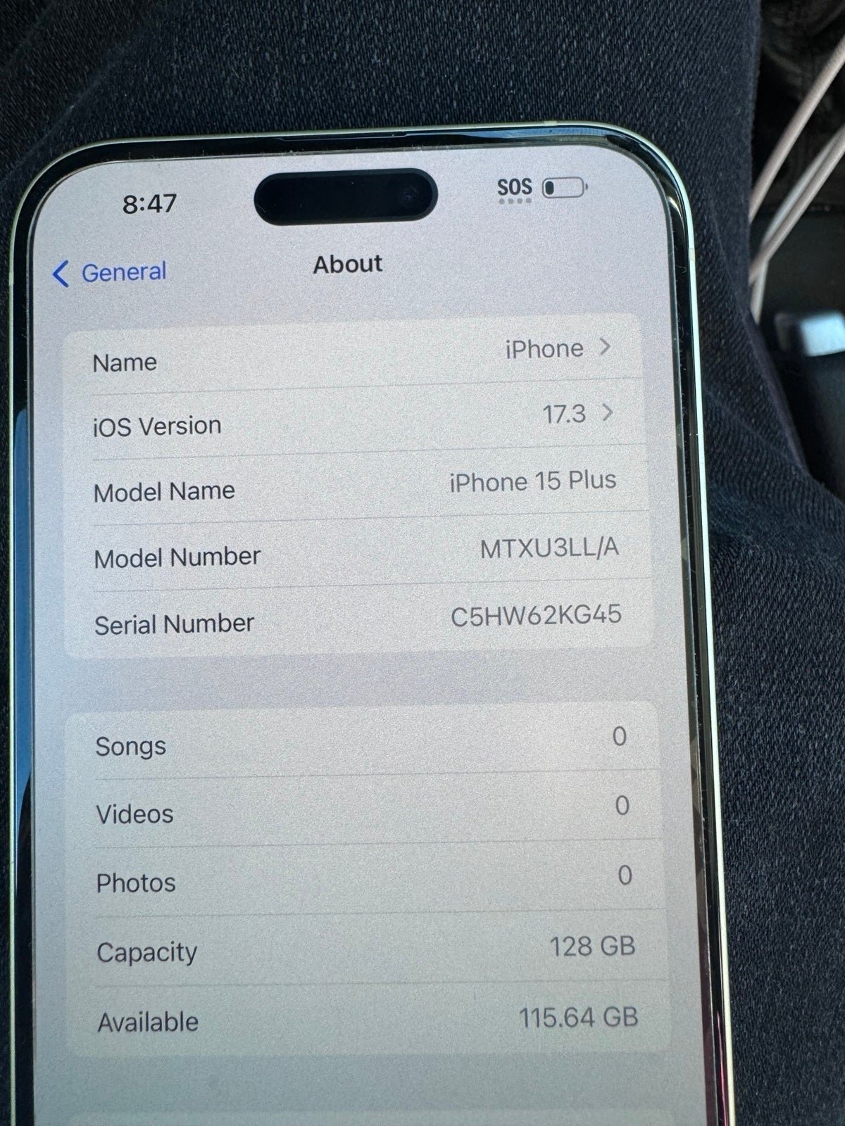 Tmobile iPhone 15 plus 128gb 7G69