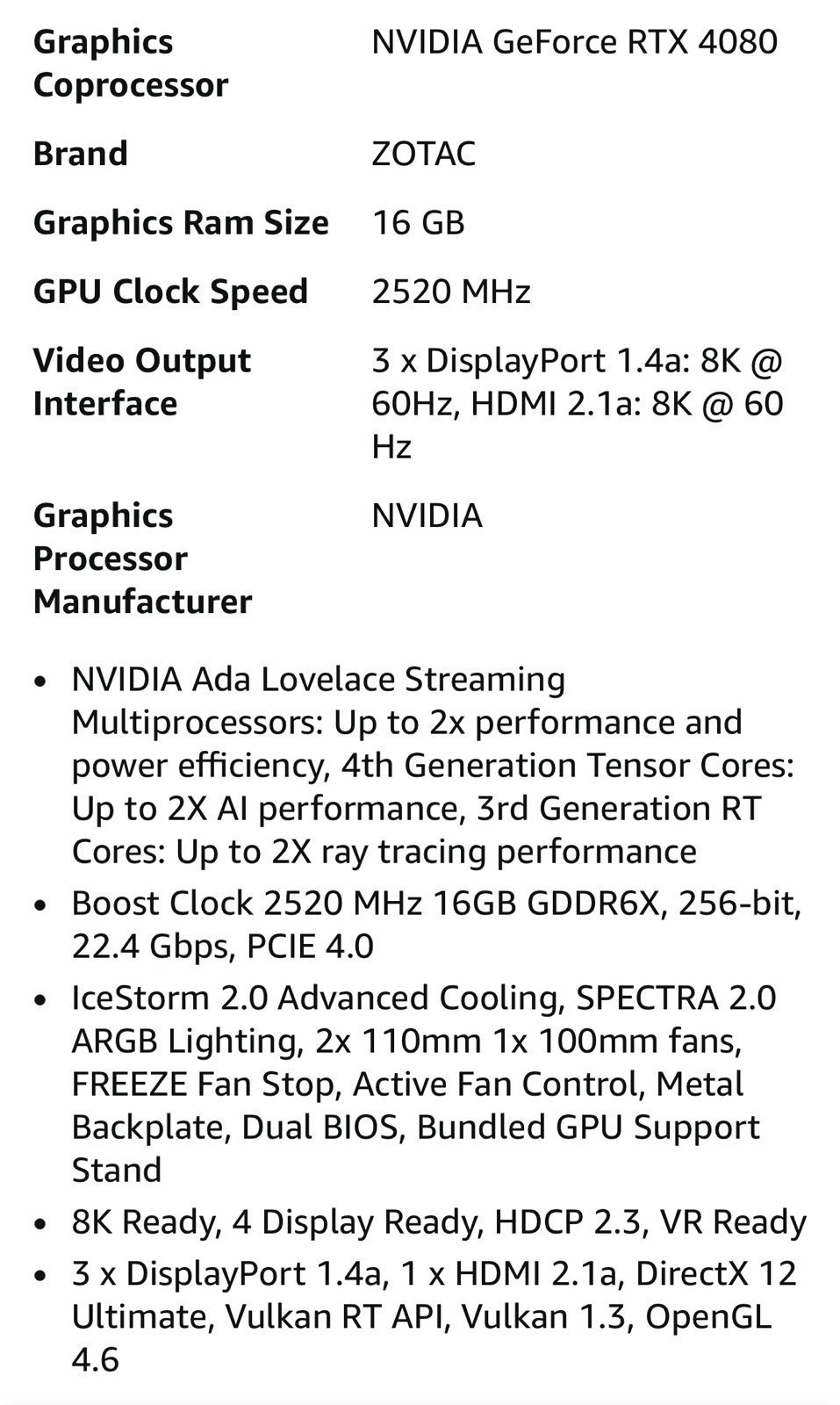 ZOTAC GAMING GeForce RTX 4080 Trinity OC 16GB GDDR6X Graphics Card (D136)