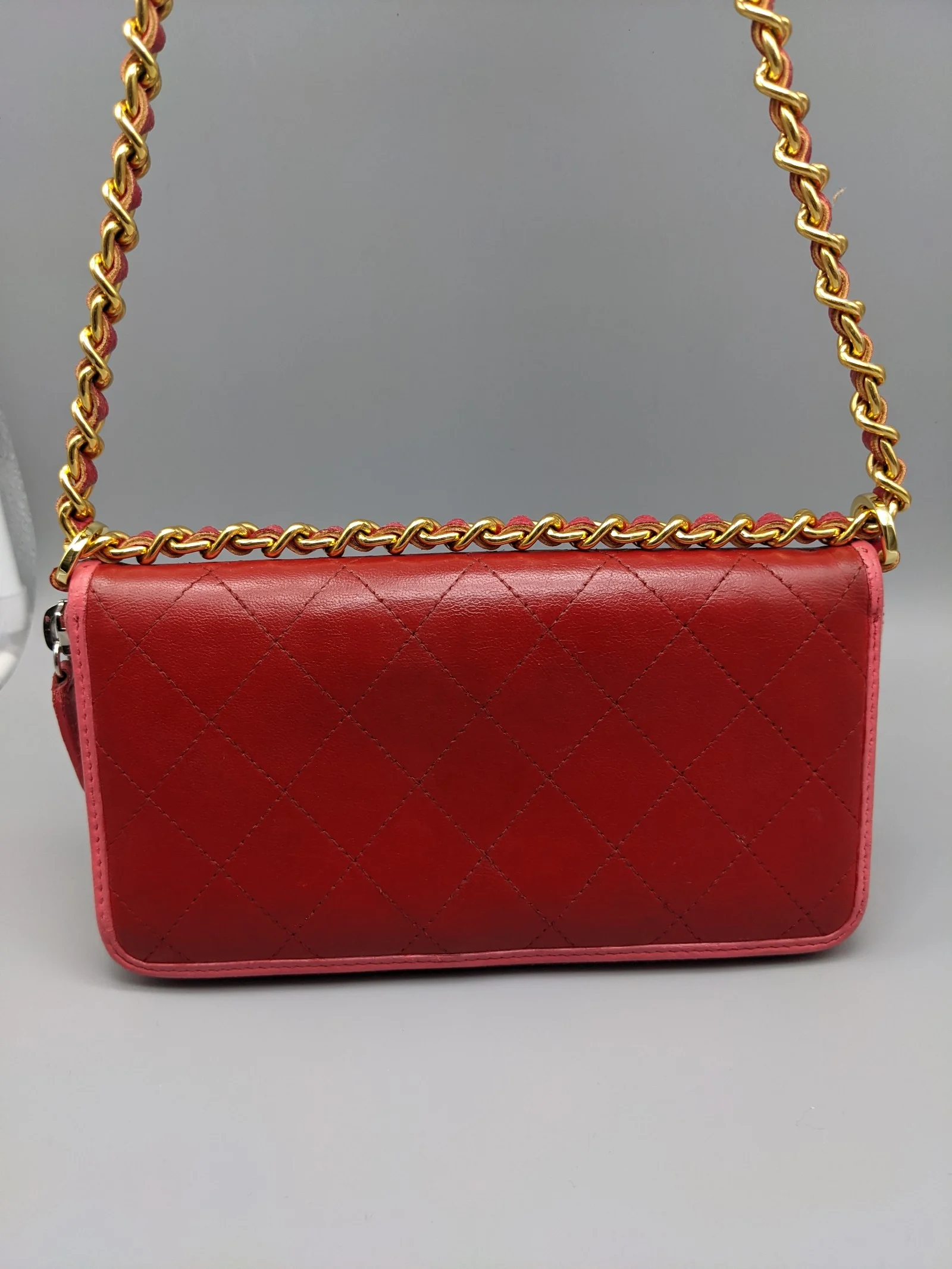 Chanel Red Lambskin Leather CC Long Bag Wallet