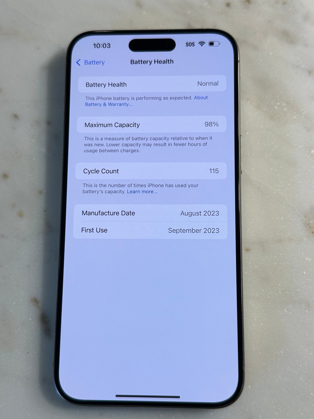 Apple iPhone 15 Pro Max 1TB Unlocked 98% Battery Health 6D82