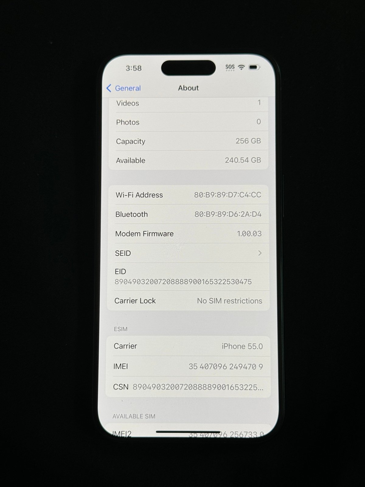 Apple iPhone 15 Pro (Unlocked) Blue Titanium / 256GB / like new 1U73