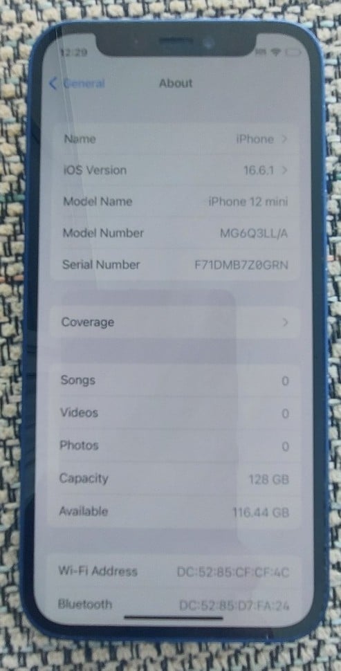 Apple iPhone 12 Mini 128 GB in Blue for Unlocked 8J65